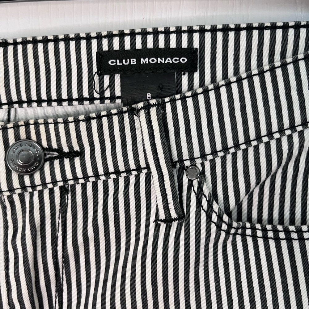 Club Monaco Women’s Stretch White Black Striped Skinny Jeans  Size 8 - Picture 2 of 6